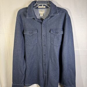 L.L. Bean Men’s Large Blue Button Up Shirt Jacket Shacket Long Sleeve Casual Out